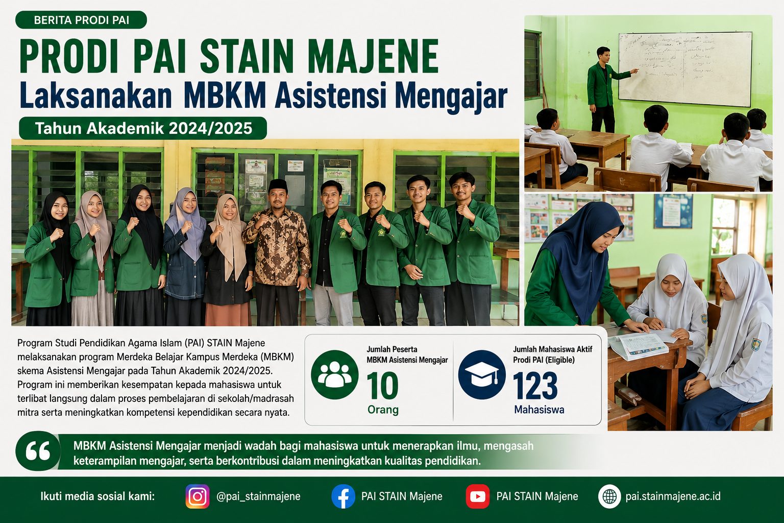 Prodi PAI STAIN Majene Laksanakan Program MBKM Asistensi Mengajar Tahun Akademik 2024/2025